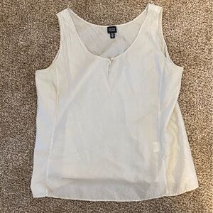Eileen Fisher White Scoop Neck Crepe Silk Tank Top